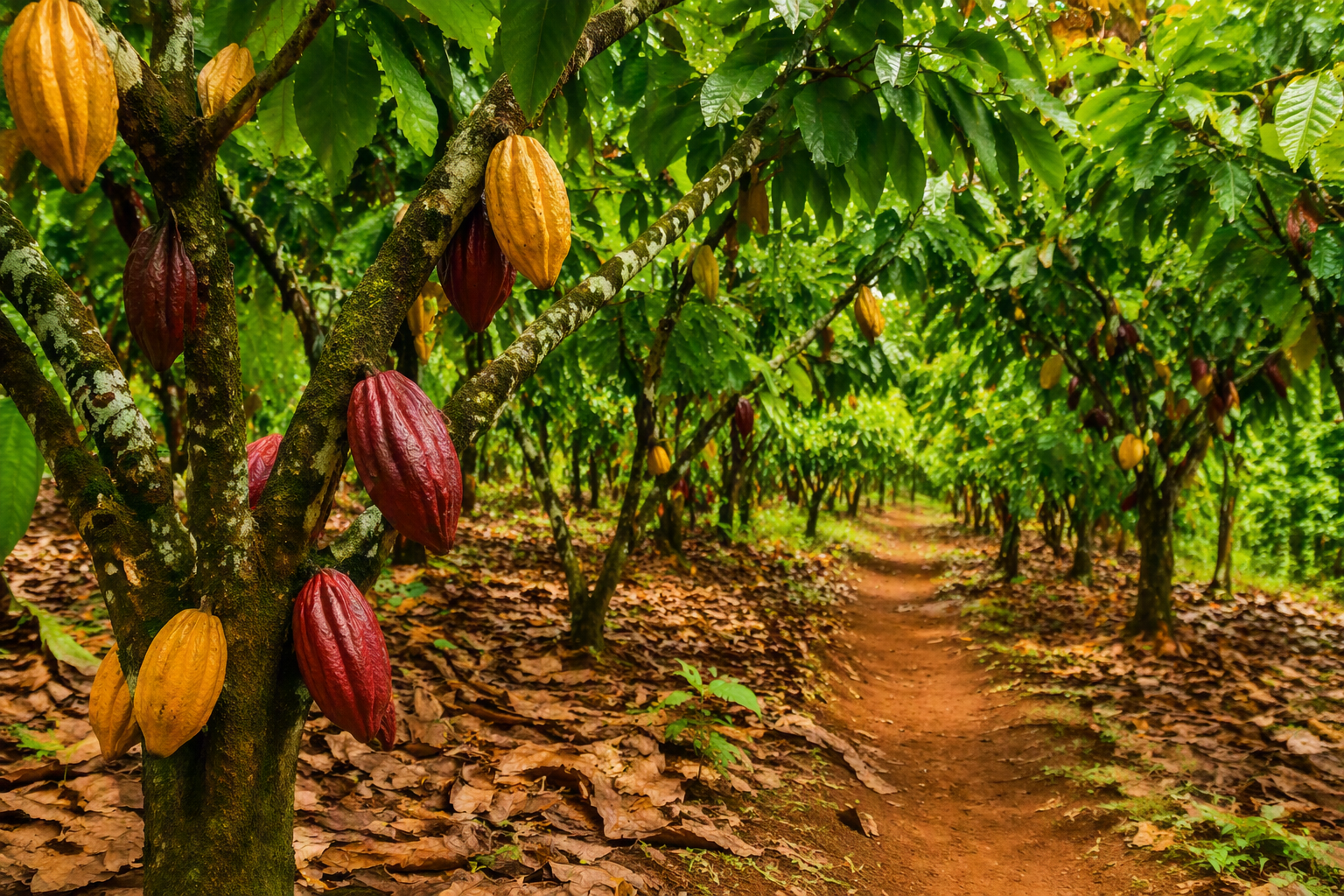 Plantation de cacao illustrant l'agriculture à Saïoua